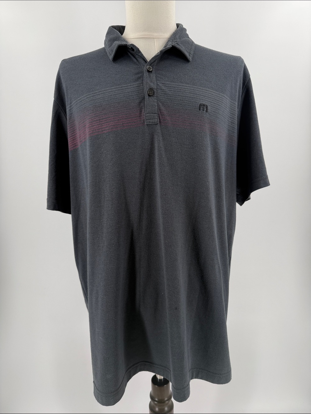 Travis Mathew Dark Gray Polo with Subtle Stripe